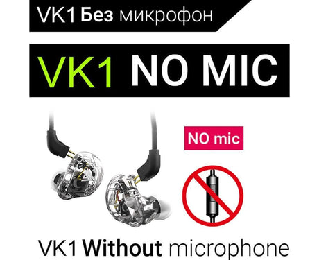 QKZ VK1 Wired In-Ear Earphones Bass HiFi Earbuds Sports Headphones with Mic-Transparent White