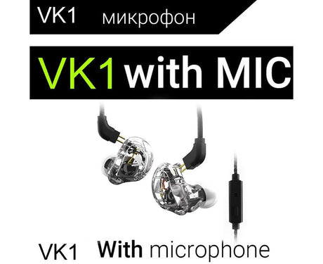 QKZ VK1 Wired In-Ear Earphones Bass HiFi Earbuds Sports Headphones with Mic-Transparent White