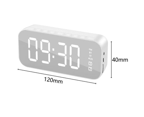 4.2 Version Alarm Clock Handsfree Multifunctional ABS LED Digital Display Mirror Screen Bluetooth-compatible Subwoofer Desktop Decor - Black