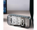 4.2 Version Alarm Clock Handsfree Multifunctional ABS LED Digital Display Mirror Screen Bluetooth-compatible Subwoofer Desktop Decor - Black