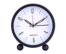 4inch Metal Round Alarm Clock Quiet Desktop Bedroom Battery Operated Timepiece - Black