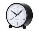 4inch Metal Round Alarm Clock Quiet Desktop Bedroom Battery Operated Timepiece - Black