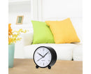 4inch Metal Round Alarm Clock Quiet Desktop Bedroom Battery Operated Timepiece - Black
