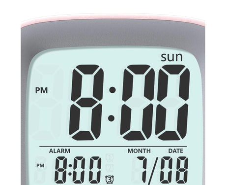 500mAh Alarm Clock Mute Battery Operated ABS Snooze Chargeable Digital Clock for babies - Pink