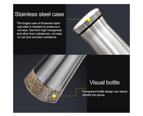 Salt Spice Shaker Dispenser Adjustable Pour Holes Stainless Steel Pepper Box Can-Silver