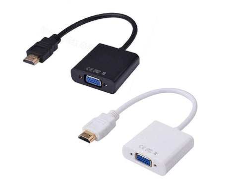 1080P VGA Male to HDMI-compatible Video Adapter Universal Gold Plated Female for PC HDTV - White