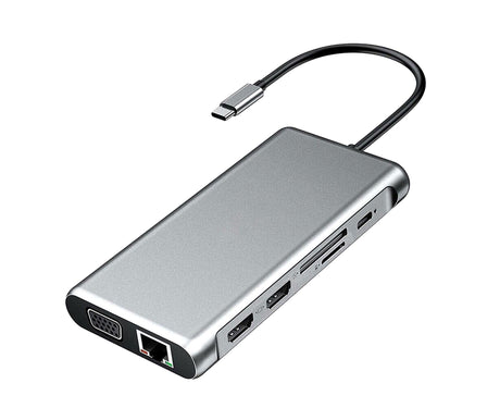 12 in 1 Multi-Interface Connection Type-C Expansion Dock Dual HDMI-compatible Converter - Grey
