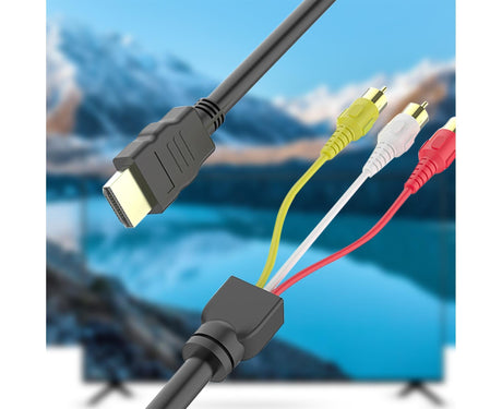 2Pcs/Set RCA Cable HDMI-compatible Male to 3 RCA PVC 3 RCA to SCART Adapter for TV - Black