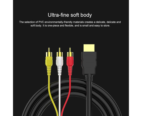 2Pcs/Set RCA Cable HDMI-compatible Male to 3 RCA PVC 3 RCA to SCART Adapter for TV - Black