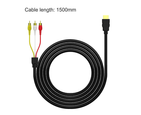 2Pcs/Set RCA Cable HDMI-compatible Male to 3 RCA PVC 3 RCA to SCART Adapter for TV - Black