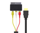 2Pcs/Set RCA Cable HDMI-compatible Male to 3 RCA PVC 3 RCA to SCART Adapter for TV - Black