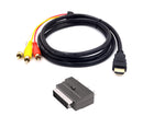 3 Input Ports 1.5M HDMI-compatible Male to 3 RCA Scart Audio Video Converter Adapter Cable - Black