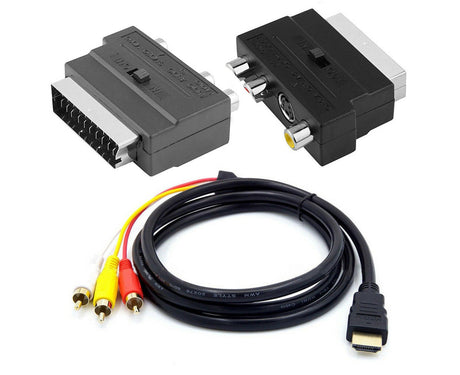 3 Input Ports 1.5M HDMI-compatible Male to 3 RCA Scart Audio Video Converter Adapter Cable - Black