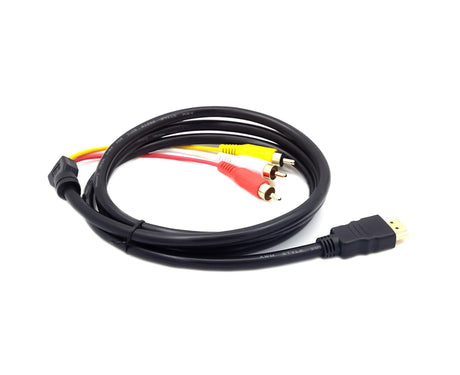 3 Input Ports 1.5M HDMI-compatible Male to 3 RCA Scart Audio Video Converter Adapter Cable - Black