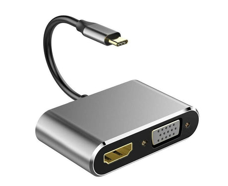 4 in 1 USB Type-C to  HDMI-compatible VGA Card Reader Ports Hub Adapter for MacBook Pro - Black