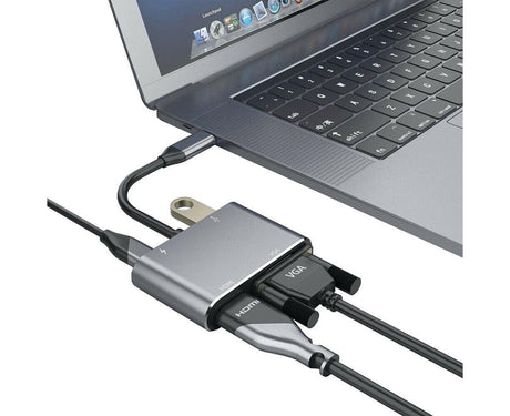 4 in 1 USB Type-C to  HDMI-compatible VGA Card Reader Ports Hub Adapter for MacBook Pro - Black
