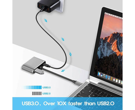 4 in 1 USB Type-C to  HDMI-compatible VGA Card Reader Ports Hub Adapter for MacBook Pro - Black