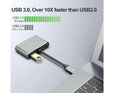 4 in 1 USB Type-C to  HDMI-compatible VGA Card Reader Ports Hub Adapter for MacBook Pro - Black