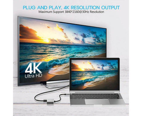 4 in 1 USB Type-C to  HDMI-compatible VGA Card Reader Ports Hub Adapter for MacBook Pro - Black