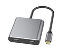4 in1 Type C to Dual HDMI-compatible USB 3.0 4K Display Adapter Converter for MacBook Pro - Grey