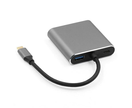 4 in1 Type C to Dual HDMI-compatible USB 3.0 4K Display Adapter Converter for MacBook Pro - Grey