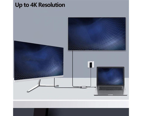 4 in1 Type C to Dual HDMI-compatible USB 3.0 4K Display Adapter Converter for MacBook Pro - Grey
