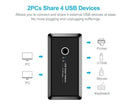 4 USB 2.0 Output Port Computer Sharing Hub Switcher Selector for Mac Chrome OS - Black