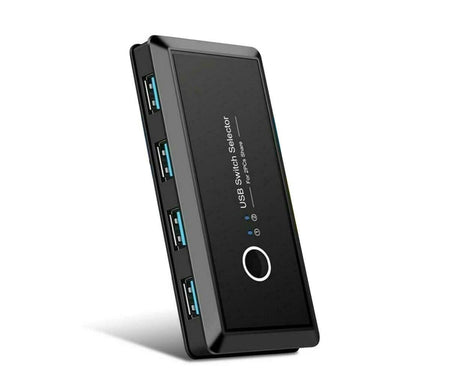 4 USB 2.0 Output Port Computer Sharing Hub Switcher Selector for Mac Chrome OS - Black