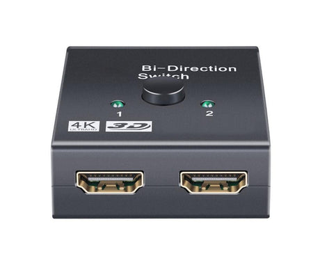 4K HDMI-compatible Dual Multiport Adapter with 2 LED Display Indicators Devices Switcher - Black