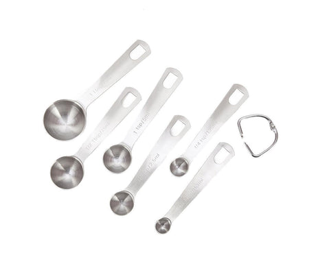 6Pcs Stainless Steel Measuring Spoons Set Measure Baking Coffee Kitchen Tool