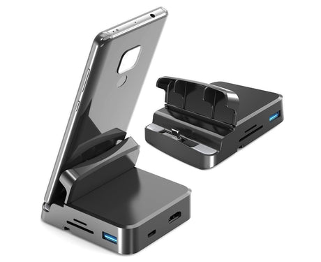 5 in1 Type C to HDMI-compatible Adapter USB 3.0/2.0 TFCard Slot Converter Holder - Black