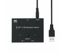8K DP 1 In 2 Out Displayport Splitter Switch for HDTV Graphics Card Computer - Black