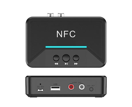 Car Wireless NFC Bluetooth-compatible 5.0 Receiver AV AUX HiFi Stereo Audio Music Adapter - Black