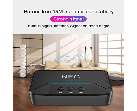 Car Wireless NFC Bluetooth-compatible 5.0 Receiver AV AUX HiFi Stereo Audio Music Adapter - Black