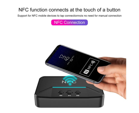 Car Wireless NFC Bluetooth-compatible 5.0 Receiver AV AUX HiFi Stereo Audio Music Adapter - Black