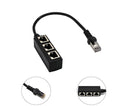 Ethernet Network RJ45 1 Male to 3 Female Connector Splitter Converter Cable - Black