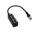 Ethernet Network RJ45 1 Male to 3 Female Connector Splitter Converter Cable - Black