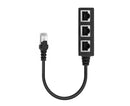 Ethernet Network RJ45 1 Male to 3 Female Connector Splitter Converter Cable - Black