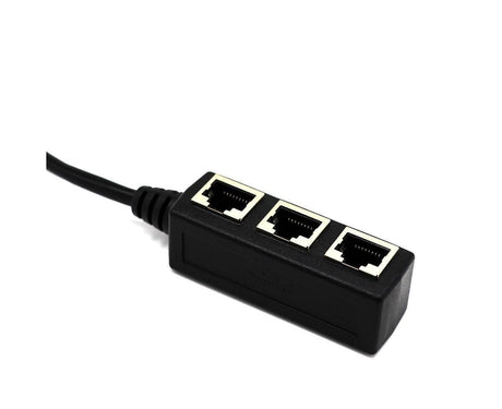 Ethernet Network RJ45 1 Male to 3 Female Connector Splitter Converter Cable - Black