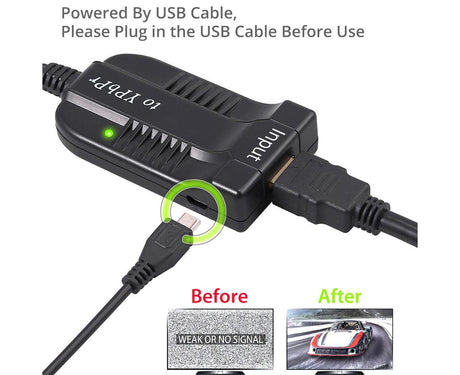 HDMI-compatible to 1080p Component Video YPbPr 5RCA RGB Converter Adapter R/L Audio Output - Black