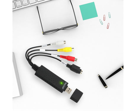 USB 2.0 Audio Video Grabber Scheda Capture VHS Card to DVD Adapter Converter - Black