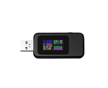 USB Tester LCD Digital Display Rapid Identification Plug And Play 160-Degree Wide Viewing Angle 65W/120W Charger Tester for Mobile Phone - Black