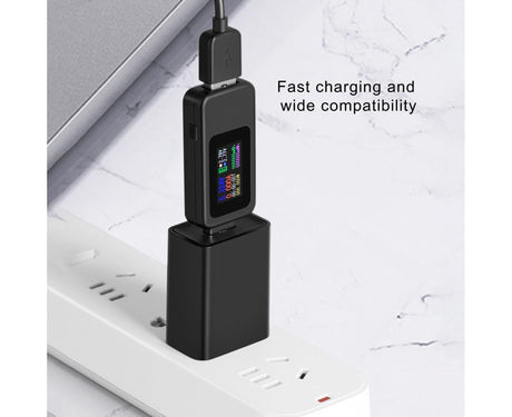 USB Tester LCD Digital Display Rapid Identification Plug And Play 160-Degree Wide Viewing Angle 65W/120W Charger Tester for Mobile Phone - Black