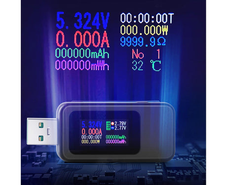 USB Tester LCD Digital Display Rapid Identification Plug And Play 160-Degree Wide Viewing Angle 65W/120W Charger Tester for Mobile Phone - Black