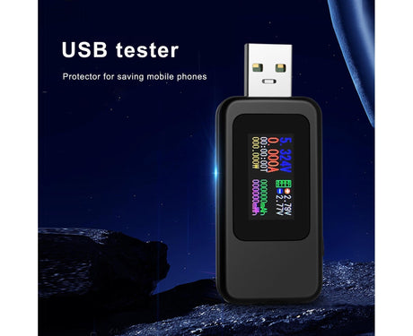USB Tester LCD Digital Display Rapid Identification Plug And Play 160-Degree Wide Viewing Angle 65W/120W Charger Tester for Mobile Phone - Black