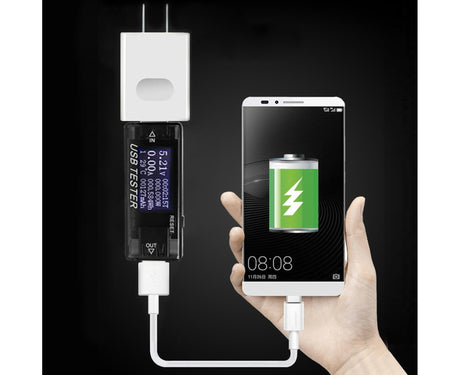 USB Tester Plug And Play Digital Display Timer Sensitive Touch 8 Functions Data Storage High Accuracy Charger Tester for Cell Phone - Black
