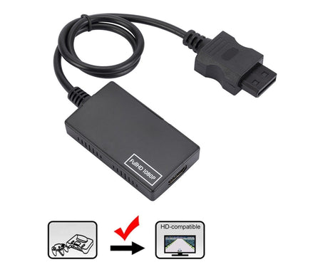 WII2 to HDMI-compatible Converter Portable 3.5mm Audio Jack Plug and Play High Clarity WII2 to HDMI-compatible Adapter for TV - Black