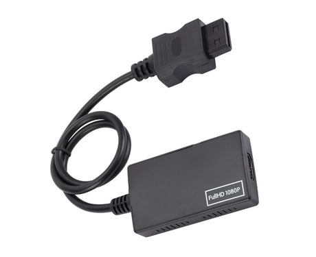 WII2 to HDMI-compatible Converter Portable 3.5mm Audio Jack Plug and Play High Clarity WII2 to HDMI-compatible Adapter for TV - Black
