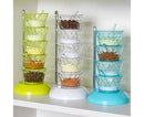 Kitchen Seasoning Bottles Boxes Plastic Frame Rotating Condiment Storage Rack-Light Blue 4 Layers