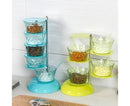 Kitchen Seasoning Bottles Boxes Plastic Frame Rotating Condiment Storage Rack-Light Blue 4 Layers